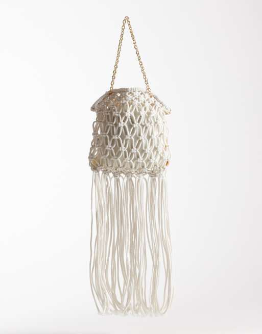 Bandolera blanco hueso de croché con cuentas de resina de South Beach, 4 de 4