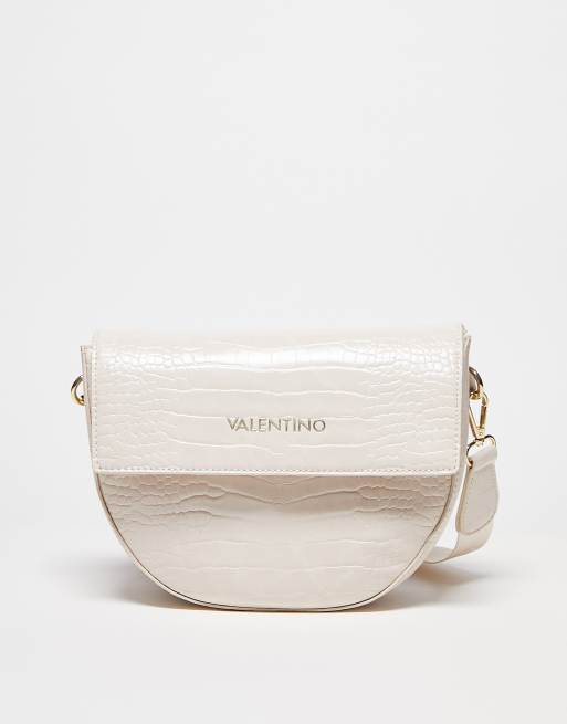 Bandolera blanco hueso efecto piel de cocodrilo estilo saddle Bigs de Valentino