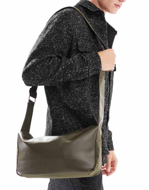 Bandolera caqui suave de cuero sintético y nailon de ASOS DESIGN, 3 de 4