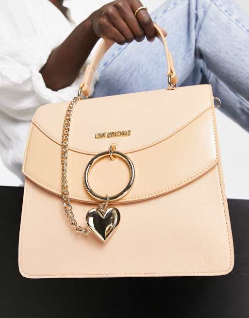 Bandolera multicolor con logo de corazón y asa superior de Love Moschino