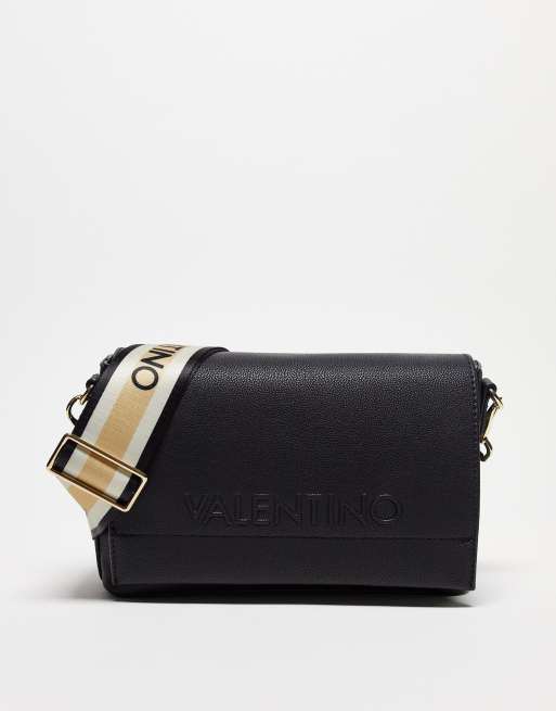 Bandolera negra con correa de tejido de Valentino