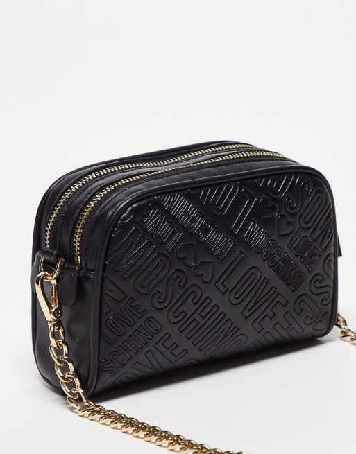 Bandolera negra con logo en relieve de Love Moschino, 3 de 4