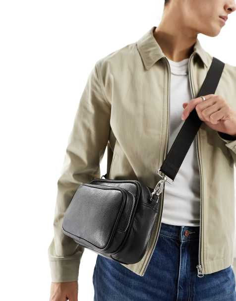 Bolso De Cintura Pequeño Para Hombre Bandolera De Cuero Cartera Casual Moda  2024