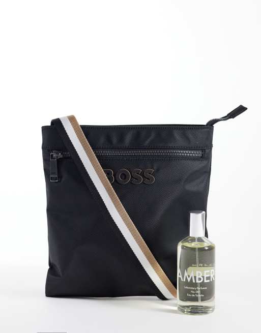 Bandolera negra estilo sobre con logo a tono Catch de BOSS, 3 de 4