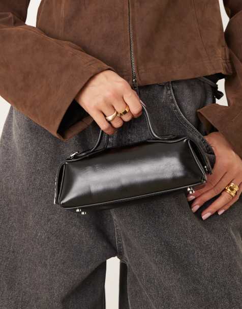 Bandolera pequeña negra alargada con asa superior de ASOS DESIGN - view 1