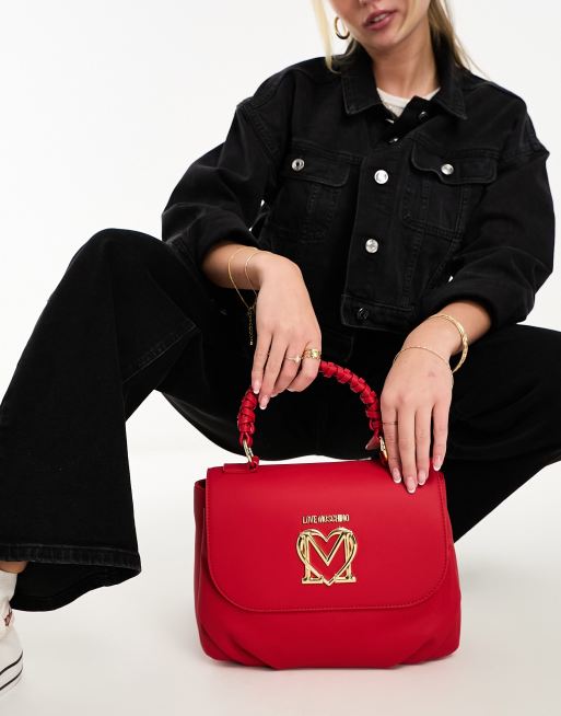 Bandolera pequeña roja con asa retorcida de Love Moschino