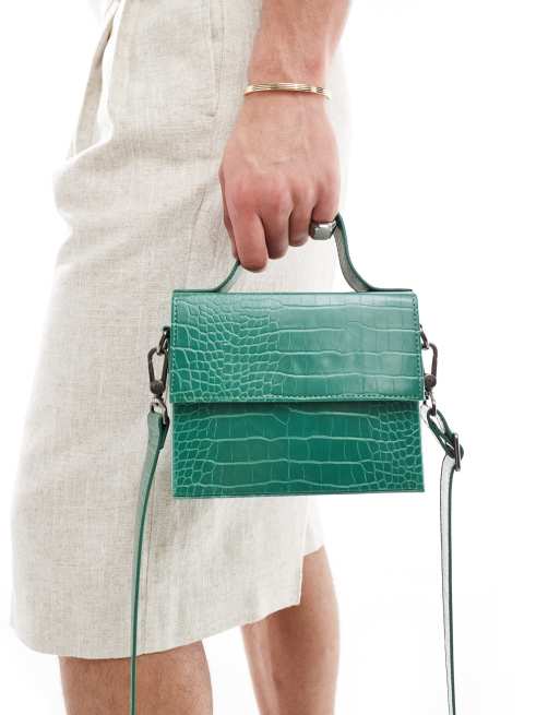 Bandolera verde cuadrada de efecto cocodrilo de ASOS DESIGN, 2 de 4