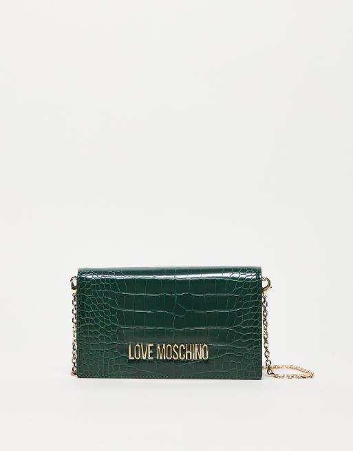 Bandolera verde de efecto cocodrilo de Love Moschino