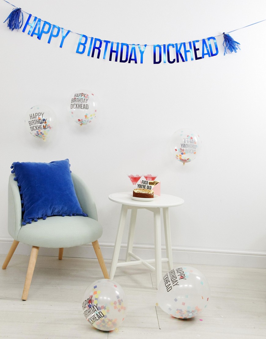 Banner og balloner med Happy Birthday D fra Ginger Ray-Multifarvet