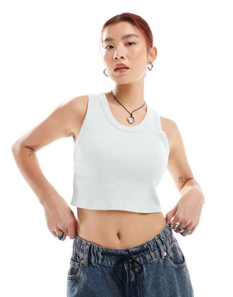 Bans - Drew - Geribbelde tanktop in lichtgroen - view 1
