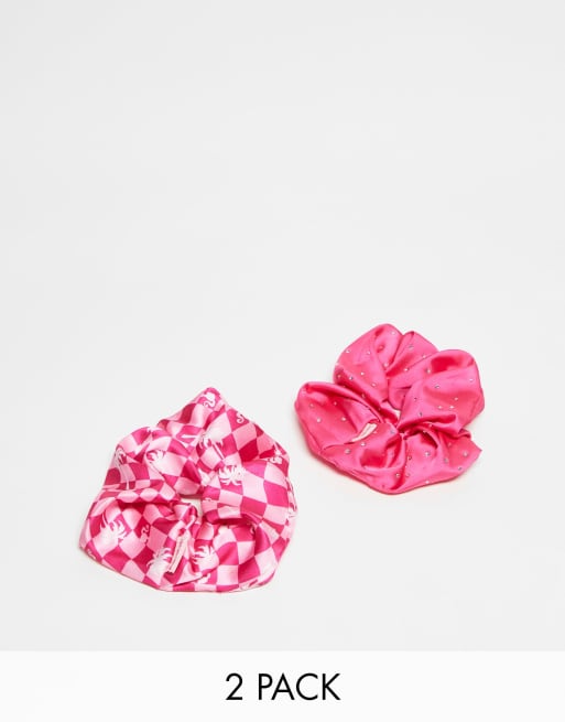 Barbie x Kitsch – 2er-Pack Haar-Scrunchies aus rosa Satin