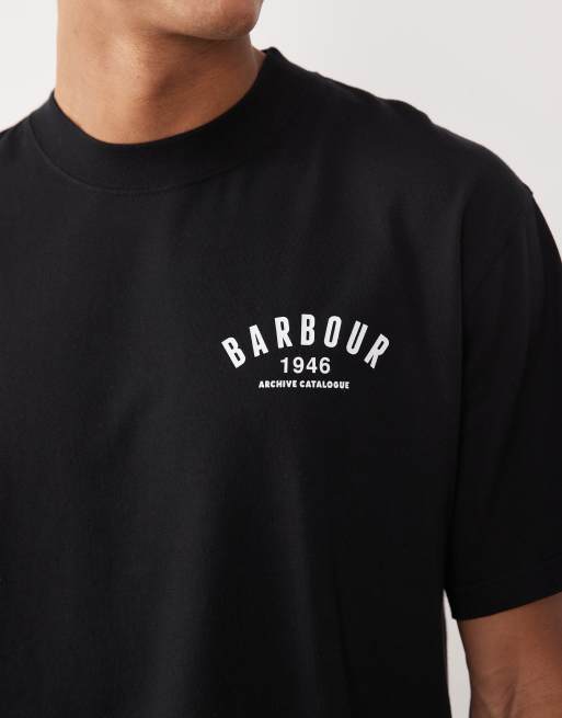 Barbour 1946 graphic oversized t-shirt with back print in washed blue, 3 of 5