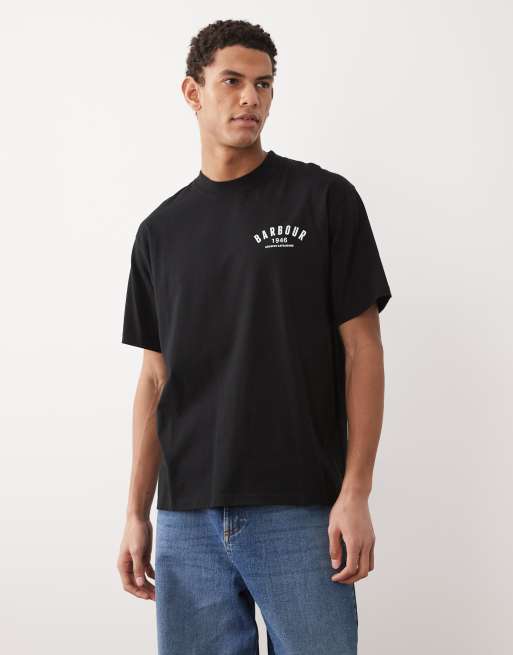 Barbour 1946 graphic oversized t-shirt with back print in washed blue, 5 of 5
