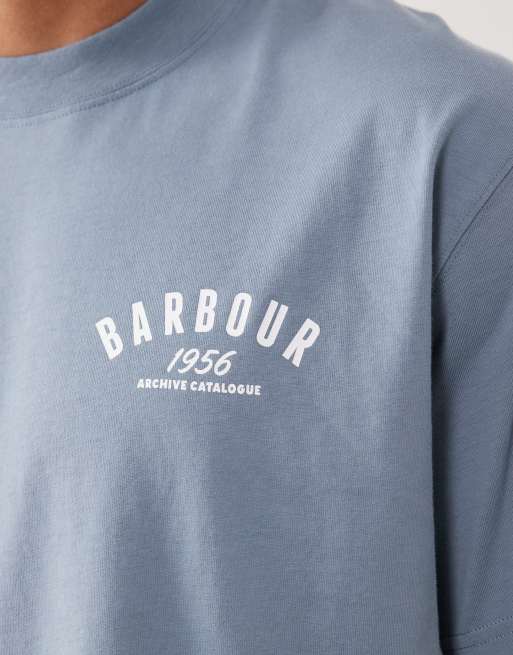 Barbour 1956 graphic oversized t-shirt with back print in washed blue, 3 of 5