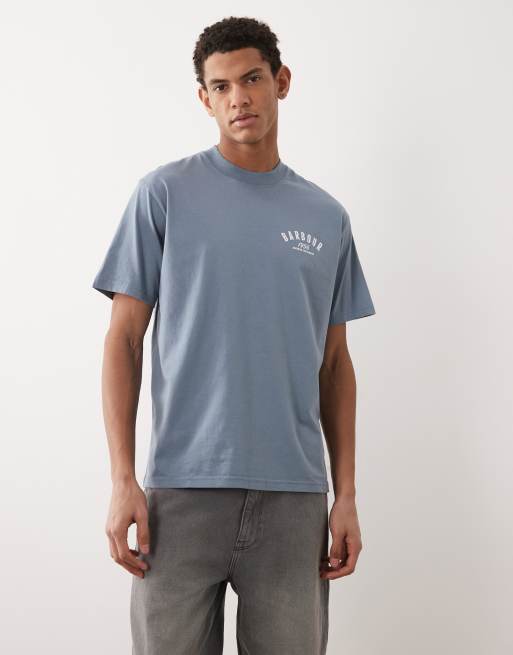 Barbour 1956 graphic oversized t-shirt with back print in washed blue, 5 of 5