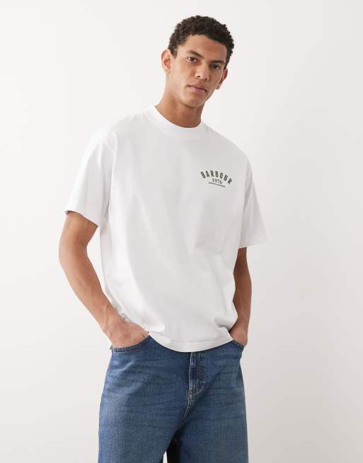 Barbour 1976 graphic oversized t-shirt  with back print in white, 5 of 5