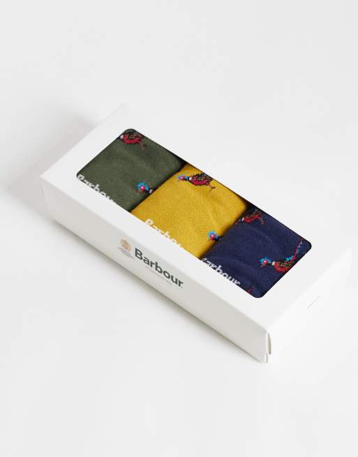 Barbour 3 pack pheasant socks gift box in multi, 3 of 3