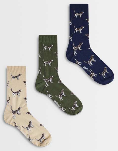 Barbour 3 pack pointer dog socks gift box in multi - view 1
