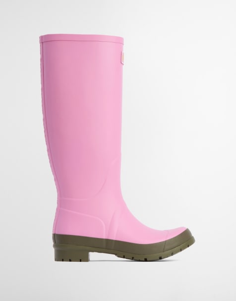 Barbour Abbey tall gumboots in pink - view 1