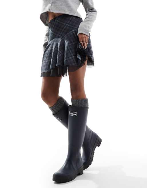 ★barbour★ Abbey tall wellington boot with logo detail Barbour Abbey tall wellington boot with logo detail in navy