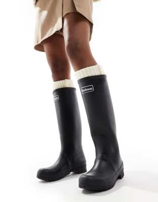 Barbour Abbey wellington boot with logo detail in black