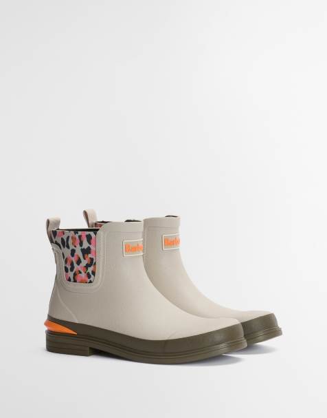 Barbour Abbeyfield packable gumboots in stone - view 1