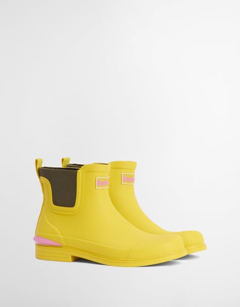 Barbour Abbeyfield packable gumboots in yellow - view 1
