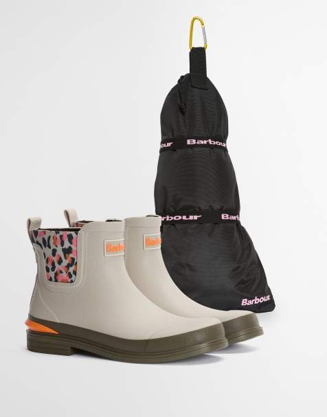 Barbour Abbeyfield packable wellington boots in stone - view 1