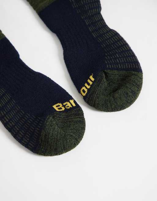 Barbour Active wellington boot socks in navy/green, 2 of 3