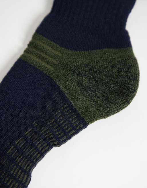 Barbour Active wellington boot socks in navy/green, 3 of 3