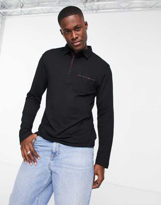 Long sleeve polo shop shirts with breast pocket