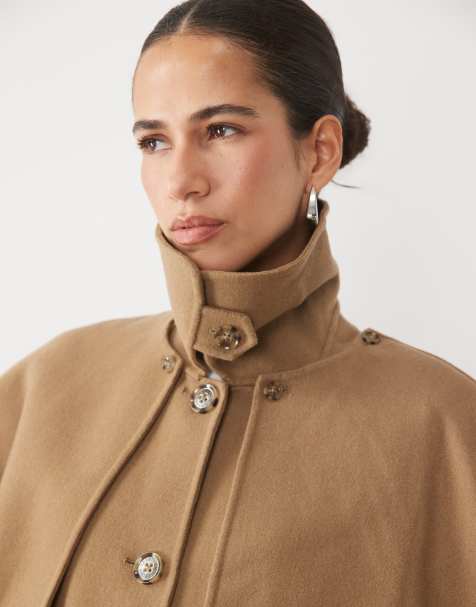Barbour Aggy wool cape coat in light brown - view 1