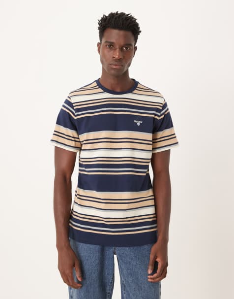 Barbour aickmen tailored striped t-shirt in navy
