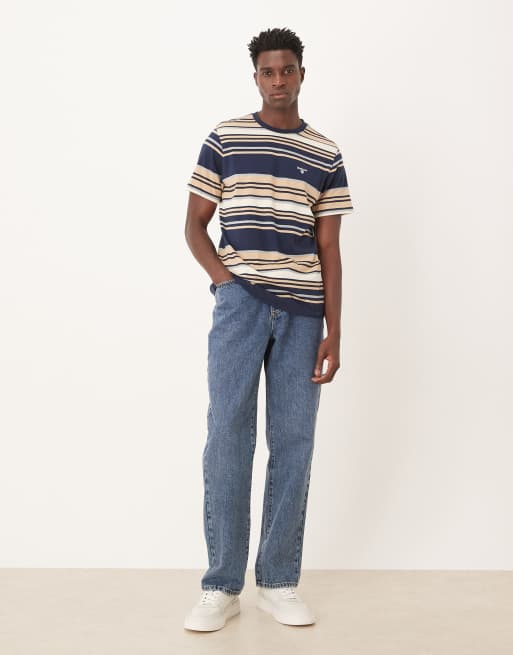 Barbour aickmen tailored striped t-shirt in navy, 2 of 5