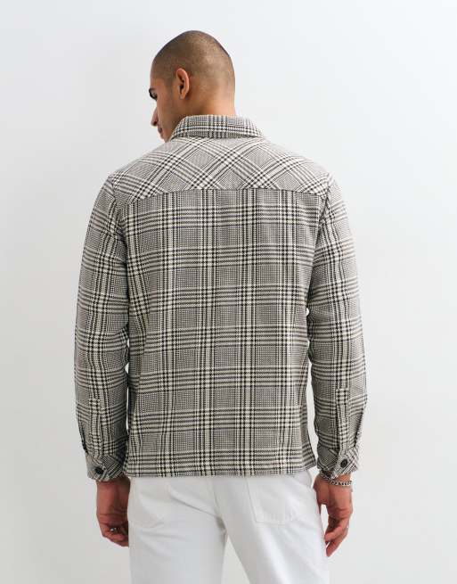 Barbour Alderney houndstooth check overshirt in grey, 3 of 5