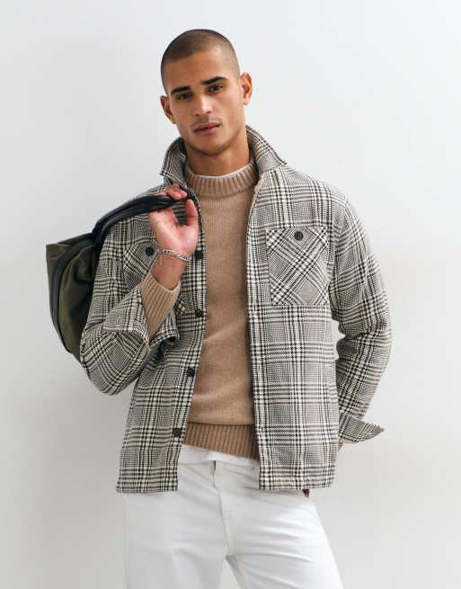 Barbour Alderney houndstooth check overshirt in grey, 4 of 5
