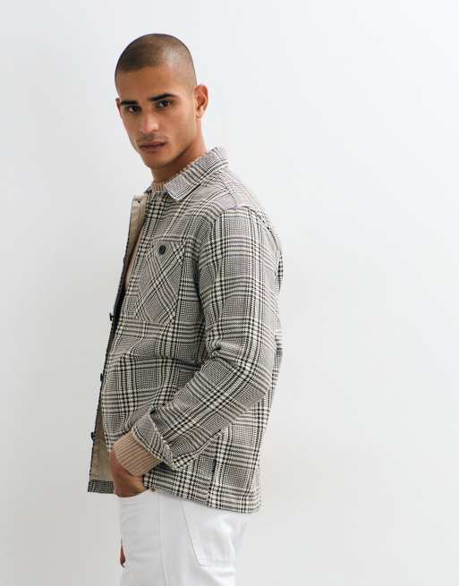 Barbour Alderney houndstooth check overshirt in grey, 5 of 5