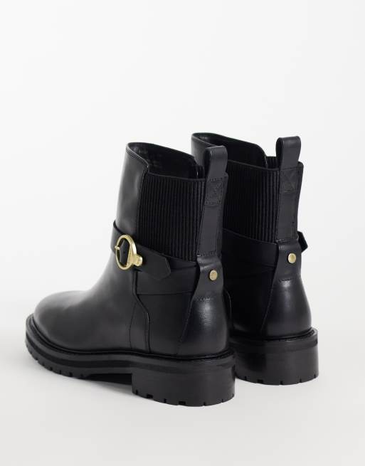 Barbour Alexandra leather buckle boots in black, 4 of 5