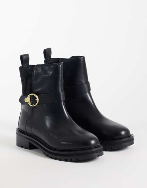 Barbour Alexandra leather buckle boots in black, 5 of 5