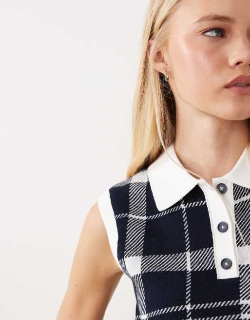 Barbour Allerdale tartan check knitted vest in navy, 2 of 4