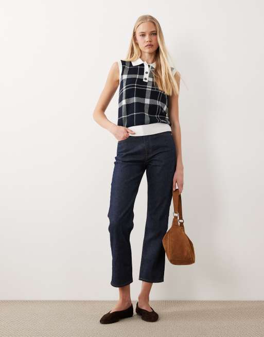 Barbour Allerdale tartan check knitted vest in navy, 3 of 4