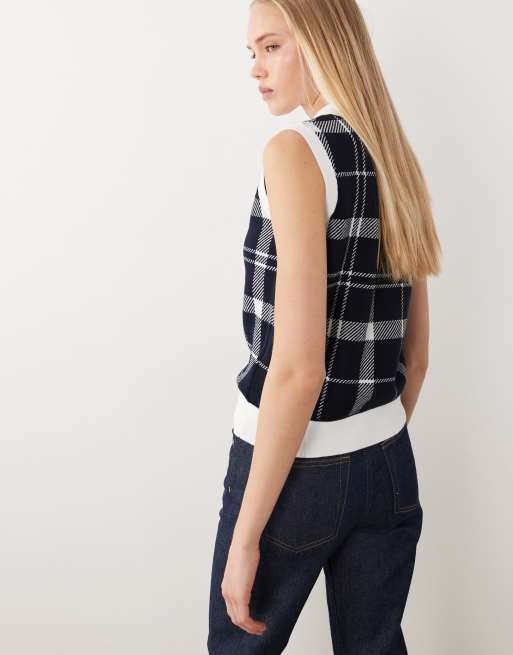 Barbour Allerdale tartan check knitted vest in navy, 4 of 4