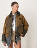 [Barbour] Barbour Alma wax jacket in sand / archive olive / beech / ancient-Green 12 Sand/olive