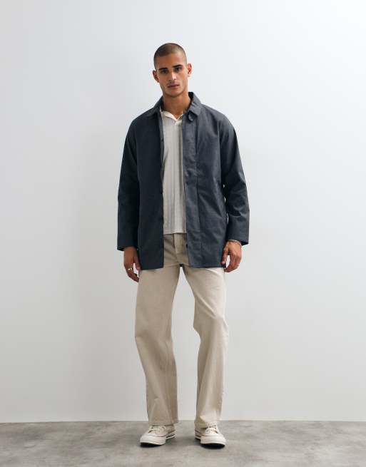 Barbour Alnwick waterproof mac long jacket in navy, 2 of 5