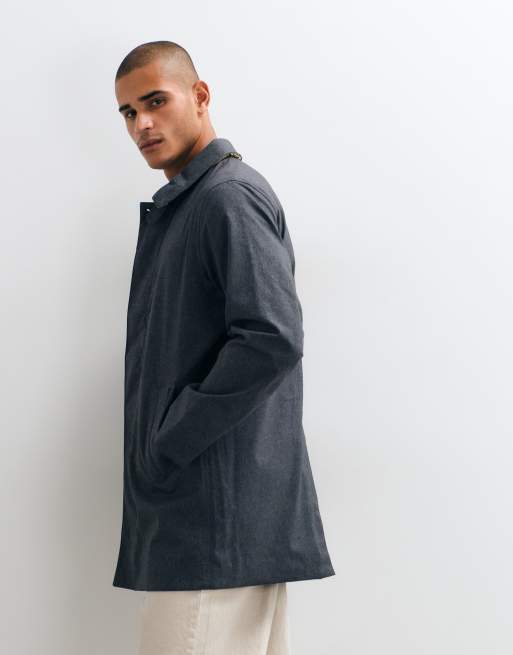 Barbour Alnwick waterproof mac long jacket in navy, 5 of 5