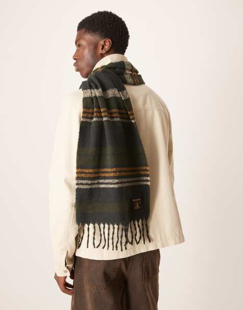 Barbour Alston stripe scarf in forest green mix - view 1