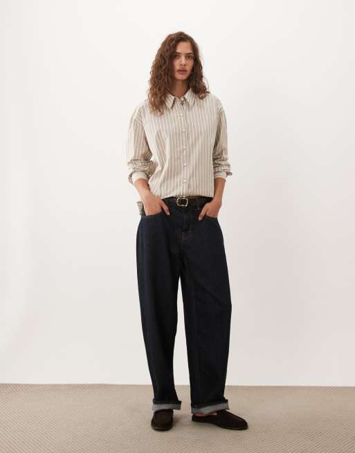 Barbour Alverstone cotton long sleeve shirt in beige and white stripe, 2 of 4