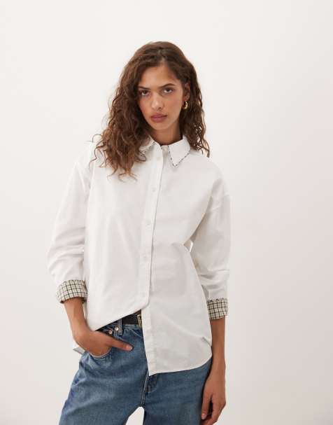 Barbour Alverstone long sleeve tartan detail shirt in white - view 1