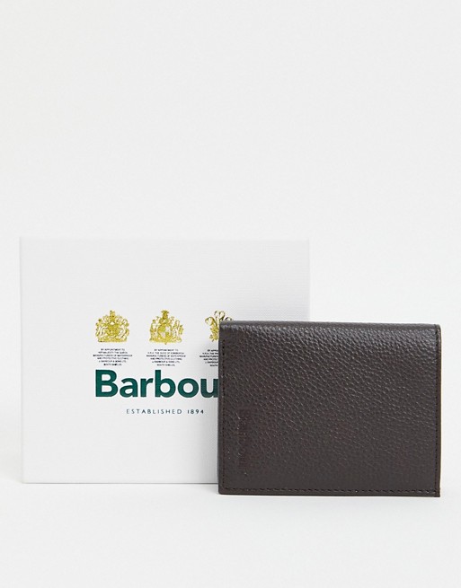 Barbour Amble small leather billfold wallet in dark brown