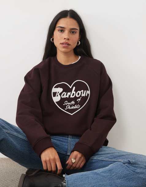 Barbour Ambleside heart logo sweatshirt in purple/brown - view 1